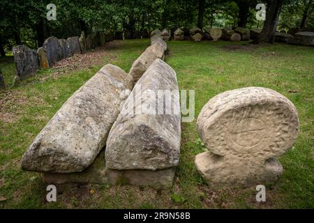 Necrópolis de San Adrián de Argiñeta, in Ermita de San Adrián, Elorrio, Vizcaya, País Vasco, España Stockfoto