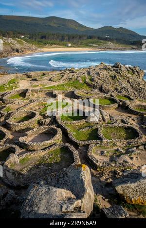 Castro de Barona, keltische Siedlung -1. Century BC, Porto do Son, Provinz La Coruna, Region Galicien, Spanien Stockfoto
