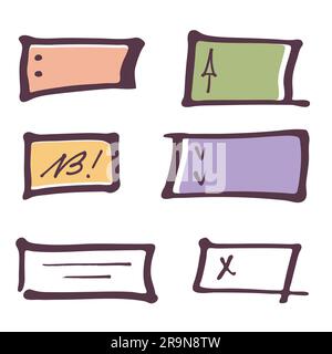 Rahmen-Set für Textmarker, Pinselstrich, handgezeichnete dekorative Schilder, Symbole für soziale Medien. Vektordarstellung Stock Vektor