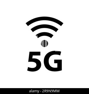 Symbol und Symbol für Vektor 5G. Abbildung: Drahtlose Internetverbindung der 5. Generation Telekommunikationstechnologie für mobile Geräte. Stock Vektor