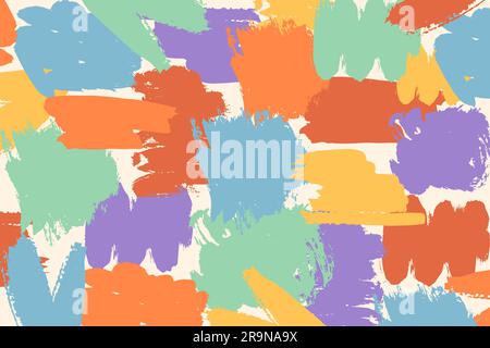 Künstlerischer abstrakter Hintergrund mit regenbogenfarbenen Pinselstrichen. Zeitgenössische Kunst im Hintergrund. Naive handgezeichnete Bannervorlage. Moderne Malerei Stock Vektor