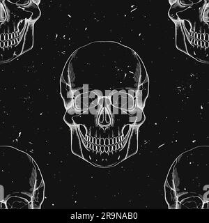 Vektor-Grunge-Muster mit menschlichen Schädeln Stock Vektor