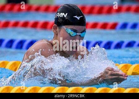 Reona Aoki aus Japan nimmt am juni 59. im stadio del Nuoto in Rom (Italien) am Breaststroke Women Final 100m Teil Stockfoto