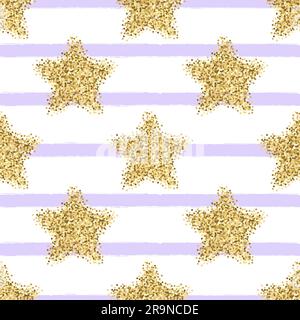 Nahtloses Vektormuster mit goldenen, glitzernden Sternen und Streifen Stock Vektor