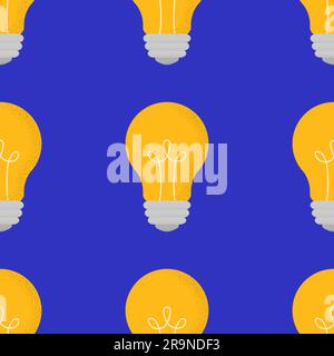 Nahtloses Vektormuster mit Zeichentricklampen. Trendiger Hintergrund mit Zeichen oder Symbolen für Idee, Wirtschaft, Wissenschaft, Bildung Stock Vektor
