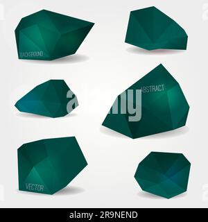 Vektorsatz abstrakter moderner Kristallformen. Kann als Label, Blasen für Website, Infografik, Banner verwendet werden. Stock Vektor