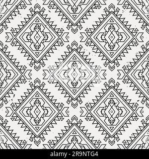Vector Grunge nahtlos dekoratives ethnisches Muster. Amerikanische indianermotive. Hintergrund des aztekischen Stammesornaments. Stock Vektor