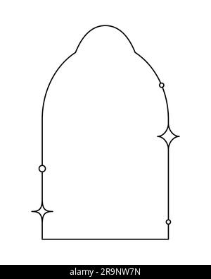 Linearer minimalistischer ästhetischer Vektorrahmen mit Sternen im Bo-Stil. Bogenelement für soziale Medien, Dekoration, Logo-Designvorlage Stock Vektor