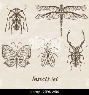 Vektorset abstrakter Insekten Stock Vektor