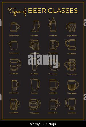 Vektor-Linie Kunst Satz von Alkoholgläsern Stock Vektor