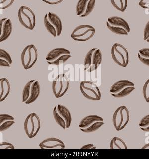 Nahtloses Vektormuster mit wässrigen Kaffeebohnen Stock Vektor