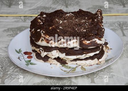 Schokoladen-Kaffee-Torte ungekürzter Dekorationsteller Stockfoto