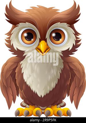 Owl-Wise-Old-Bird-Cartoon Stock Vektor