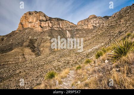 El Capitan, Guadalupe Peak, Blick vom El Capitan Trail, Guadalupe Mountains-Nationalpark, Texas, USA Stockfoto