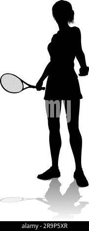Tennis Silhouette Sport Spieler Frau Stock Vektor