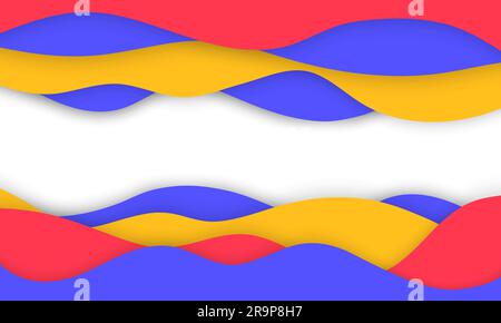 Vektor abstrakter gewellter Papierschnitt-Hintergrund. Realistische 3D-Papierdekoration für strukturiertes Design mit Pappschichten. Schnitzerkunst. Anordnung der Abdeckung. Stock Vektor