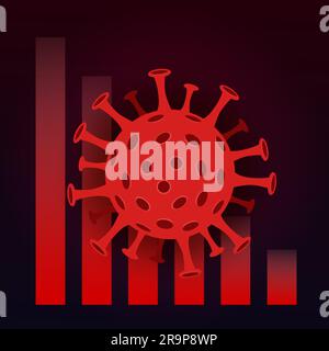 Vektorkonzept zur Darstellung der Auswirkungen des Coronavirus auf die Börse und die Weltwirtschaft. Covid-19-Virus verursacht einen Marktrückgang. Stock Vektor