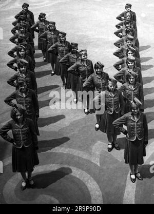 zirkus, Zirkus Krone, weibliche Mitarbeiter in der Schlange, um den Buchstaben N zu bilden, circa 1940, ADDITIONAL-RIGHTS-CLEARANCE-INFO-NOT-AVAILABLE Stockfoto