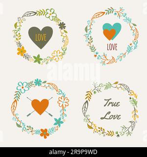 Vektorset mit bunten Blumenrahmen Stock Vektor