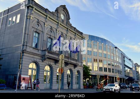 Infopoint Place du Luxembourg des Europäischen Parlaments Stockfoto