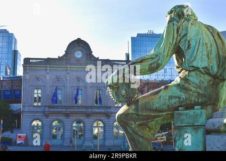 Infopoint Place du Luxembourg des Europäischen Parlaments Stockfoto