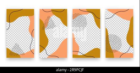 Modische, bearbeitbare Vorlagen für Social-Media-Storys in Vektornetzen. Moderne Designhintergründe mit geometrischen Elementen für Flyer, Karten, Poster Stock Vektor