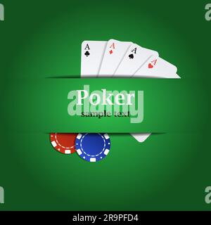 Vektor-Poker-Hintergrund mit Spielkarten und chips Stock Vektor