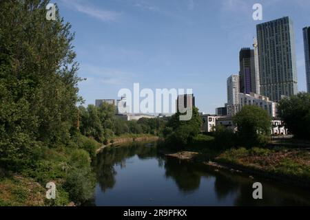 River Irwell, Salford Manchester City Centre, Greater Manchester, England, Großbritannien, Großbritannien. Stockfoto