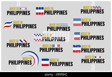„Made in Philippines“-Grafik- und Etikettenset. Auswirkungselement für die Verwendung, die Sie daraus machen möchten. Stock Vektor