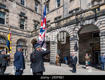 Lord Provost Robert Aldridge bei der Armed Forces Day Ceremony, City Council Chambers, Edinburgh, Schottland, Großbritannien Stockfoto