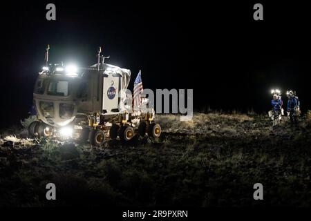 Fotografische Unterstützung nahm Desert Rats 2022 Übungen in Flagstaff (Arizona) auf, um Bilder für das Desert Rats Project 2023 bereitzustellen. Stockfoto