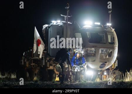 Fotografische Unterstützung wurde für Desert Rats 2022 in Flagstaff, Arizona, bereitgestellt, um Trainingsübungen und ähnliche Aktivitäten für das Desert Rats Project 2023 zu dokumentieren. Stockfoto