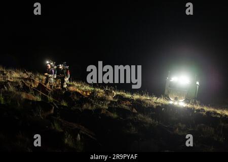 Fotografen unterstützten Desert Rats 2022 in Flagstaff (Arizona) und machten Bilder von Trainingsübungen und operativen Aktivitäten für Dokumentations- und Archivierungszwecke. Stockfoto