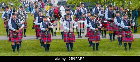 Greater Victoria Police Pipe Band, ScotFestBC, British Columbia Highland Games, Coquitlam, BC, Kanada Stockfoto