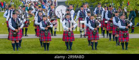 Greater Victoria Police Pipe Band, ScotFestBC, British Columbia Highland Games, Coquitlam, BC, Kanada Stockfoto