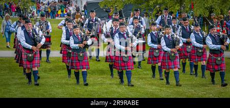 Greater Victoria Police Pipe Band, ScotFestBC, British Columbia Highland Games, Coquitlam, BC, Kanada Stockfoto