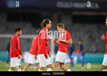 Cluj Napoca, Rumänien. 28. Juni 2023. Norwegen U21 während der Aufwärmphase für die UEFA-Fußball-Europameisterschaft 2023 Italien U21 gegen Norwegen 21 U21 im Cluj Arena Stadion in Cluj Napoca, Rumänien, 28. Juni 2023 Kredit: Live Media Publishing Group/Alamy Live News Stockfoto