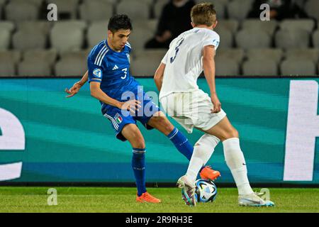 Cluj Napoca, Rumänien. 28. Juni 2023. Fabiano Parisi von dItaly U21 in der dritten Qualifikationsrunde UEFA European under-21 Championship 2023 Fußballspiel Italien U21 gegen Norwegen U21 im Cluj Arena Stadion in Cluj Napoca, Rumänien, 28. Juni 2023 Kredit: Live Media Publishing Group/Alamy Live News Stockfoto