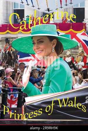Montage von Catherine Princess of Wales, die die Farbe London trooping Stockfoto
