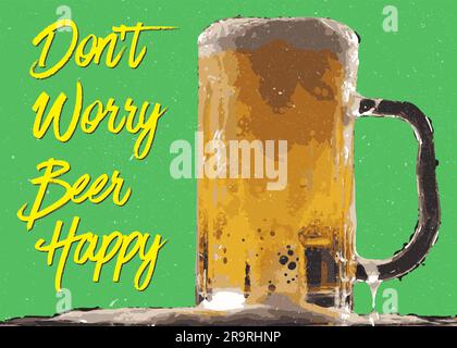 Internationaler Biertag, Bierzitat, Love Beer, Bierdekoration, Oktoberfest-Dekor, Poster-Brauereilicht Stock Vektor