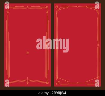 Art-Deco-Linie am Rand. Moderne goldene rahmen in arabisch, dekorative Linien und geometrischer goldener Etikettenrahmen. Viktorianisches altes, antikes, elegantes Hotel Stock Vektor
