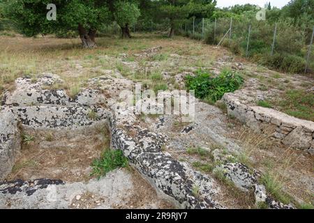 Mykenischer Friedhof von Mazarakata, Kefalonia, Griechenland Stockfoto