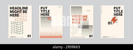 Magazinumschlag geometrischer Hintergrund, abstrakter Vektor abstrakte Kreis-, Dreieck- und Rechtecklinien. Blaue, rosa und rote Farbe, trendiges Muster Stock Vektor