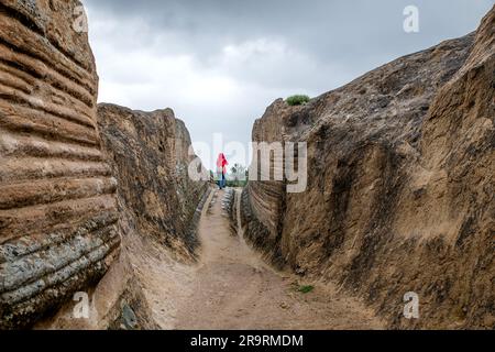 Phrygian Valley ist eine riesige Zivilisation und eine exquisite Geografie, gelegen zwischen Eskişehir - Kütahya - Afyon, wo Phrygianer Häuser und Schlösser geschnitzt haben Stockfoto