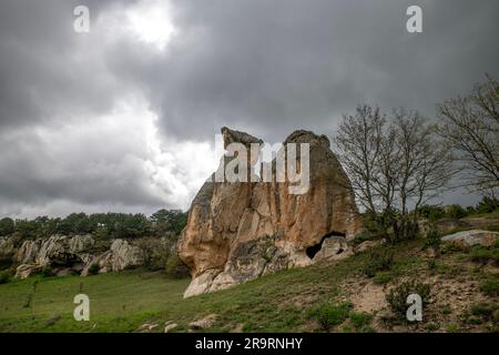 Phrygian Valley ist eine riesige Zivilisation und eine exquisite Geografie, gelegen zwischen Eskişehir - Kütahya - Afyon, wo Phrygianer Häuser und Schlösser geschnitzt haben Stockfoto