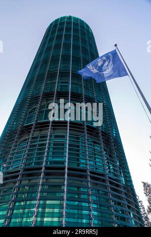 Genf, Schweiz - 25. März 2022: Gebäude der Weltorganisation für Meteorologie in Genf, Schweiz. Stockfoto