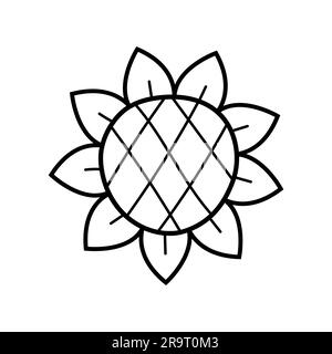 Sonnenblumen. Handgezeichnetes botanisches Skizzenelement. Isolierte Vektordarstellung im Doodle-Linienstil. Stock Vektor
