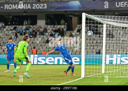 Cluj Napoca, Rumänien. 28. Juni 2023. Norwegen U21 erzielt in der dritten Qualifikationsrunde UEFA-Fußball-Europameisterschaft unter 21 Jahren Italien U21 gegen Norwegen U21 im Cluj Arena Stadion in Cluj Napoca, Rumänien, 2023 28. Juni 2023 Kredit: Independent Photo Agency/Alamy Live News Stockfoto