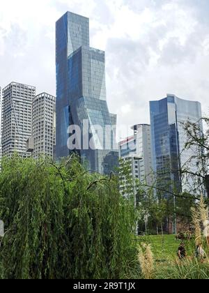 Mexico City, Mexiko - Mai 14 2023: Der La Mexicana Park befindet sich im Büro des Bürgermeisters Cuajimalpa der Hauptstadt in der Nähe Stockfoto