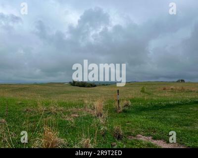 Blick auf die Landschaft rund um den Ashfall Fossil Beds State Historic Park in Royal, NE. Stockfoto